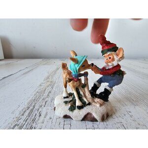 Brinnco‎ elf reindeer vintage figurine village Xmas decor